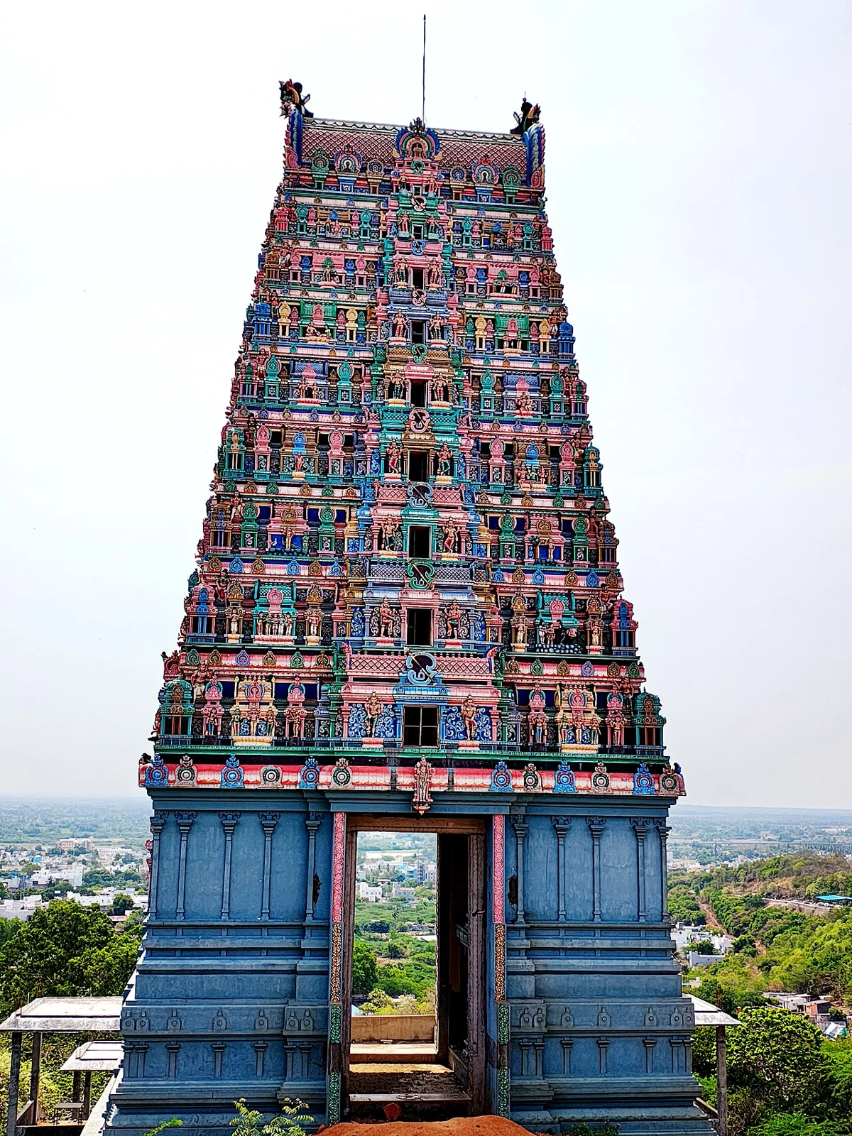 The colourful rajagopuram of Thiruthani Murugan Temple
